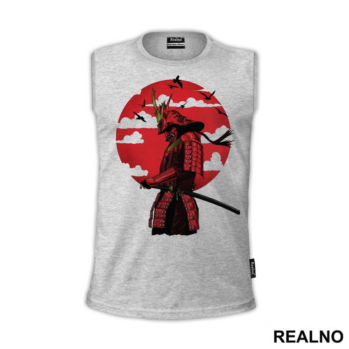 Red Moon With Clouds - Samurai - Majica