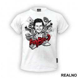 OUTLET - Bela muška majica veličine XXL - Narcos