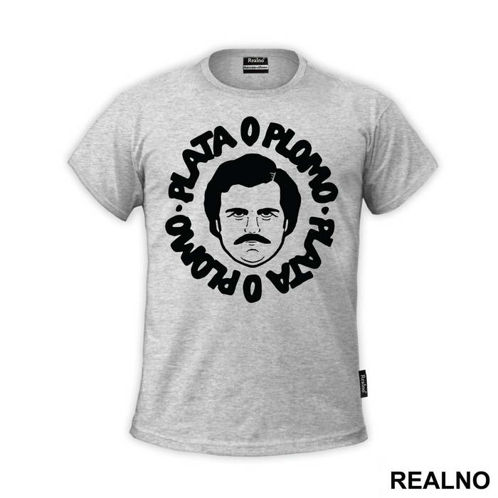 Plata O Plomo Pablo Escobar Head Illustration - Narcos - Majica
