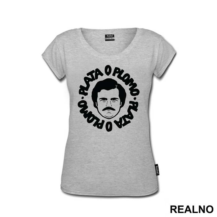 Plata O Plomo Pablo Escobar Head Illustration - Narcos - Majica
