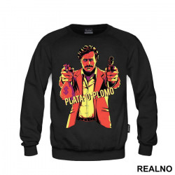 Plata O Plomo Pablo Escobar Holding A Gun And A Bag Of Money - Narcos - Duks