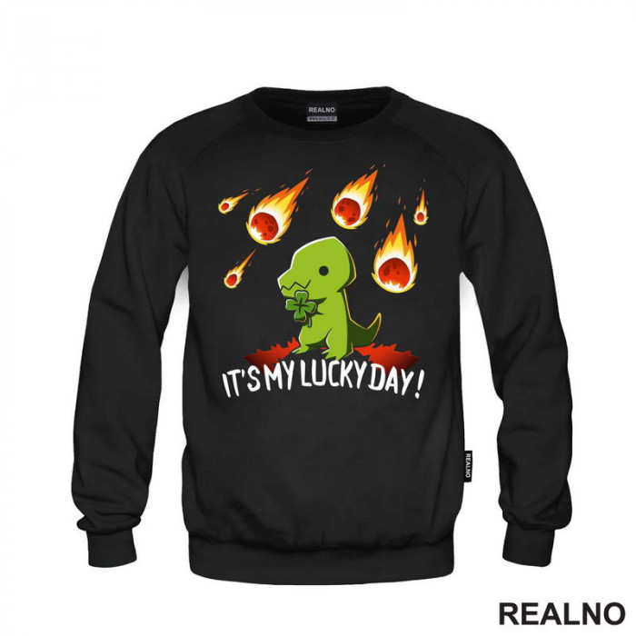 It's My Lucky Day - Dinosaurs And Four Leaf Clover - Humor - Duks