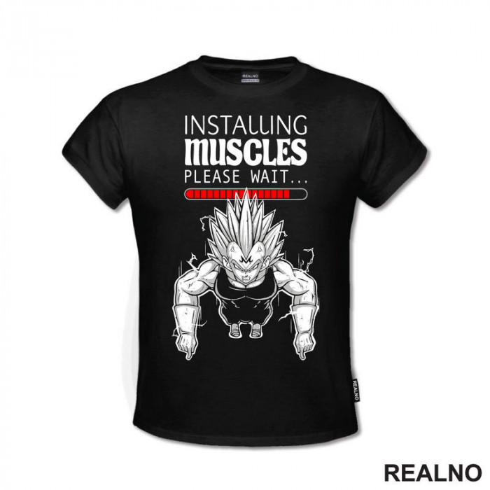 Installing Muscles - Please Wait - Goku - Dragon Ball - Majica Installing Muscles - Please Wait - Goku - Dragon Ball - Majica