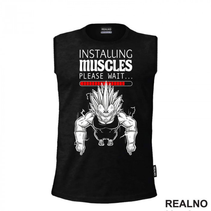 Installing Muscles - Please Wait - Goku - Dragon Ball - Majica Installing Muscles - Please Wait - Goku - Dragon Ball - Majica