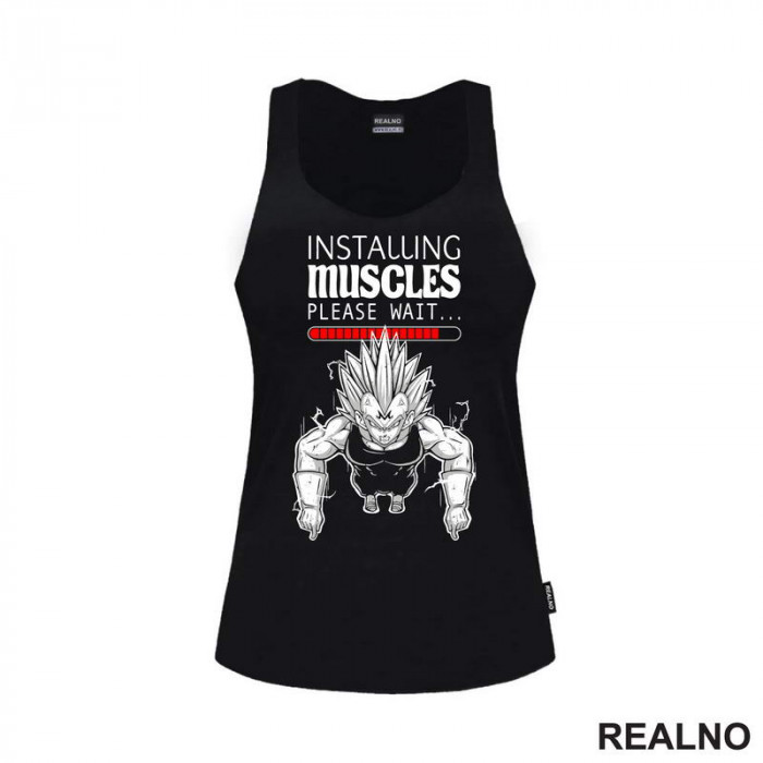 Installing Muscles - Please Wait - Goku - Dragon Ball - Majica Installing Muscles - Please Wait - Goku - Dragon Ball - Majica
