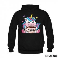 Slatki Jednorog Sa Kafom - Coffee - Kafa - Duks Slatki Jednorog Sa Kafom - Coffee - Kafa - Duks