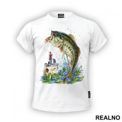 Pecaroš Sa Ribom - Pecanje - Fishing - Majica