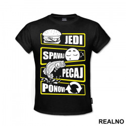 Jedi Spavaj Pecaj Ponovi - Pecanje - Fishing - Majica