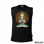 Orange Mandala And Girl - Yoga - Majica Orange Mandala And Girl - Yoga - Majica