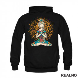 Orange Mandala And Girl - Yoga - Duks Orange Mandala And Girl - Yoga - Duks