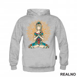 Orange Mandala And Girl - Yoga - Duks