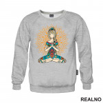 Orange Mandala And Girl - Yoga - Duks