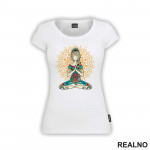 Orange Mandala And Girl - Yoga - Majica Orange Mandala And Girl - Yoga - Majica