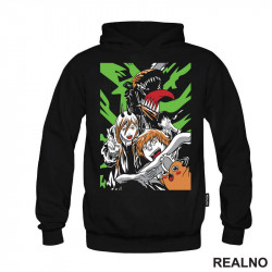 Power, Aki, Denji And Pochita - Green - Chainsaw Man - Anime - Duks Power, Aki, Denji And Pochita - Green - Chainsaw Man - Anime - Duks