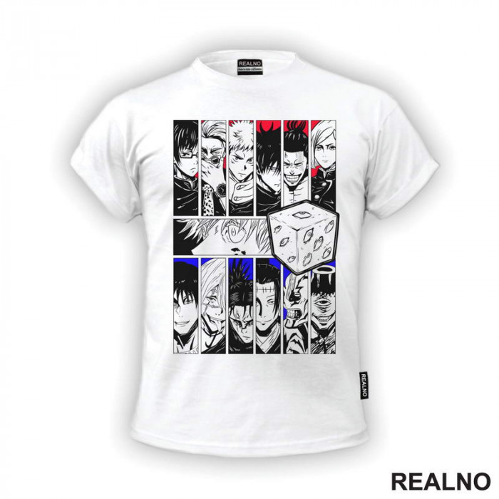 Caracters And Six Eyes - Jujutsu Kaisen - Majica Caracters And Six Eyes - Jujutsu Kaisen - Majica