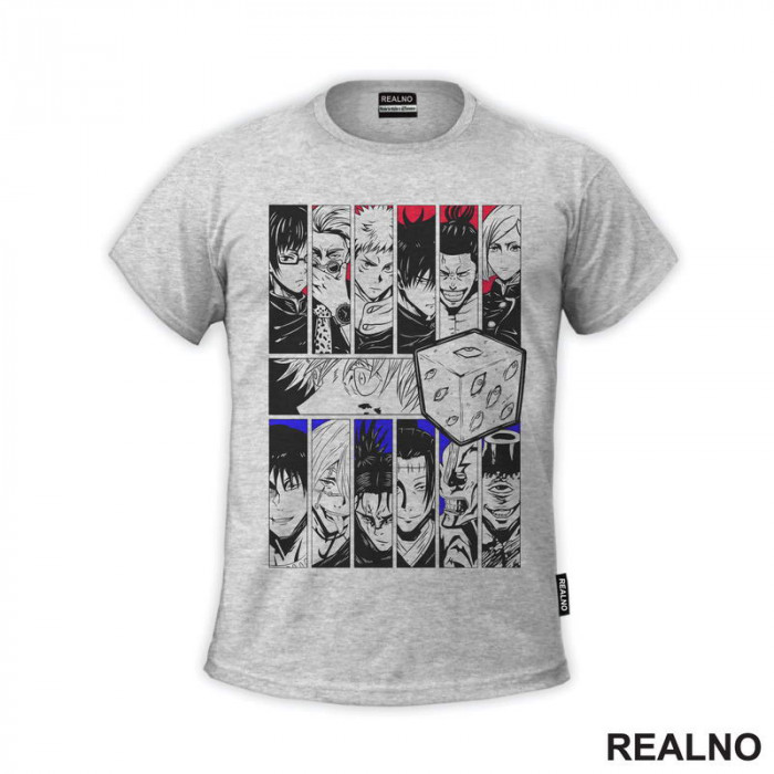 Caracters And Six Eyes - Jujutsu Kaisen - Majica Caracters And Six Eyes - Jujutsu Kaisen - Majica