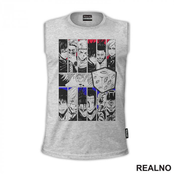 Caracters And Six Eyes - Jujutsu Kaisen - Majica Caracters And Six Eyes - Jujutsu Kaisen - Majica