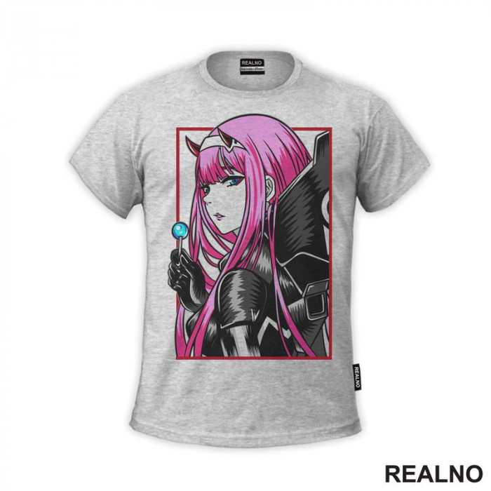 Zero Two - Side Look - Darling in the Franxx - Anime - Majica Zero Two - Side Look - Darling in the Franxx - Anime - Majica