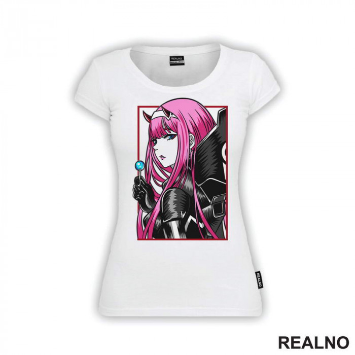 Zero Two - Side Look - Darling in the Franxx - Anime - Majica Zero Two - Side Look - Darling in the Franxx - Anime - Majica