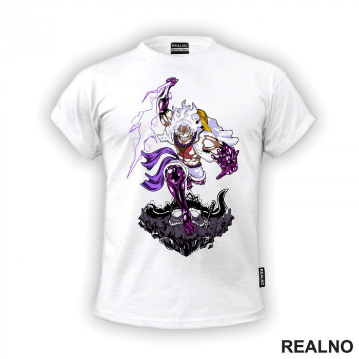 Luffy Gear Fifth - Purple Thunder And Skull - One Piece - Majica