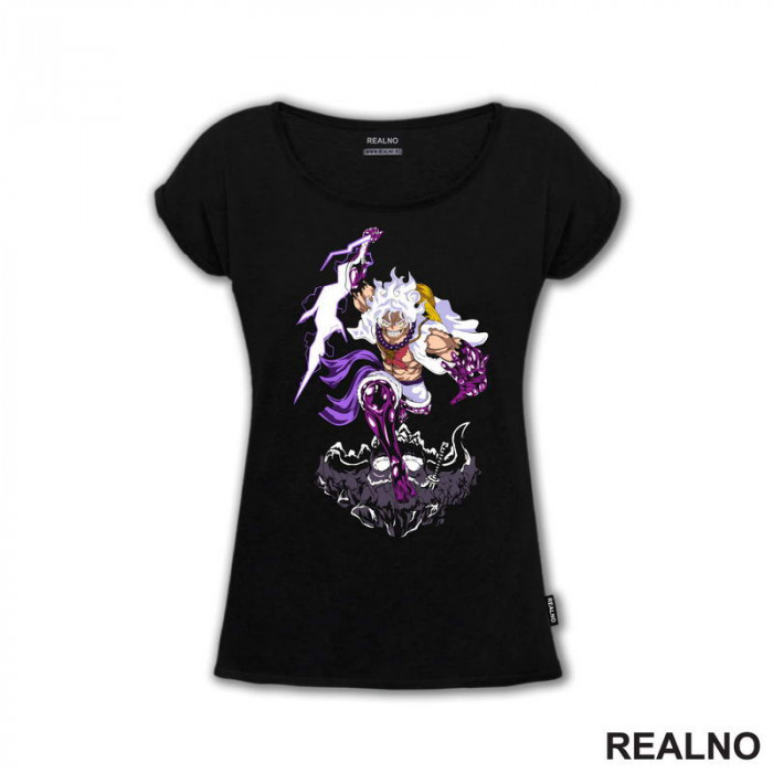 Luffy Gear Fifth - Purple Thunder And Skull - One Piece - Majica