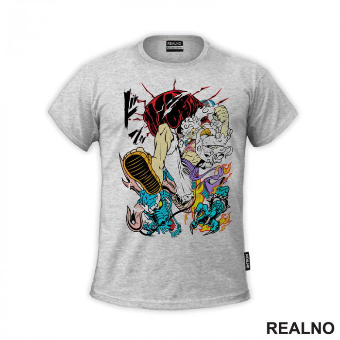 Luffy Gear Fifth Kick - Azure Dragon - One Piece - Majica