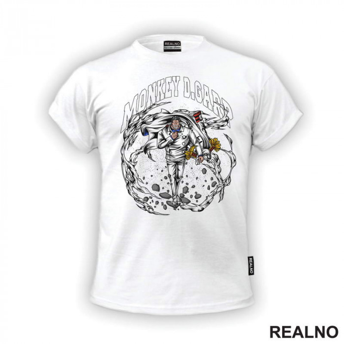 Monkey D. Garp - White - One Piece - Majica