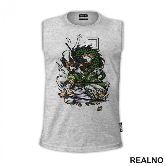 Roronoa Zoro And Green Dragon - One Piece - Majica Roronoa Zoro And Green Dragon - One Piece - Majica