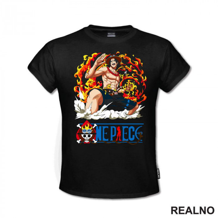 Ace Fire And Logo - One Piece - Majica Ace Fire And Logo - One Piece - Majica