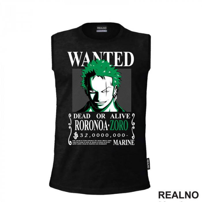 Wanted - Roronoa Zoro - One Piece - Majica