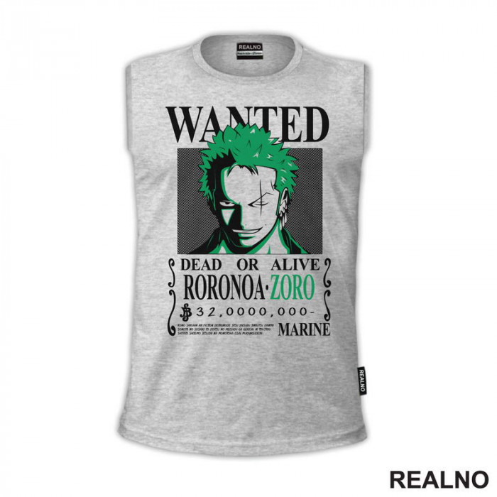 Wanted - Roronoa Zoro - One Piece - Majica