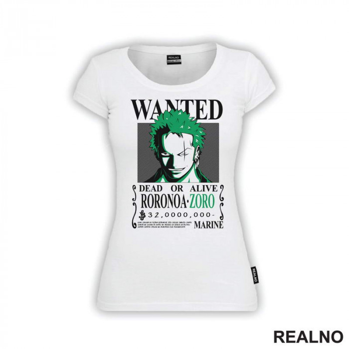 Wanted - Roronoa Zoro - One Piece - Majica