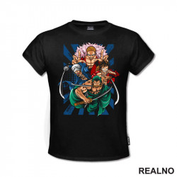 Doflamingo, Trafalgar D. Water Law, Luffy And Zoro - One Piece - Majica