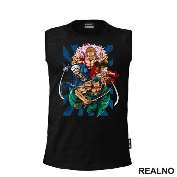 Doflamingo, Trafalgar D. Water Law, Luffy And Zoro - One Piece - Majica