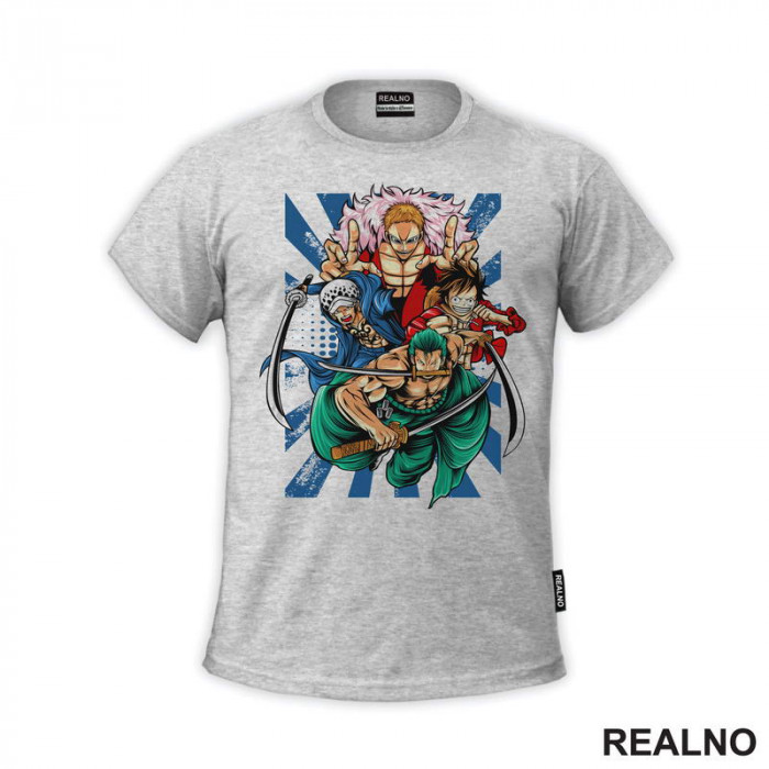 Doflamingo, Trafalgar D. Water Law, Luffy And Zoro - One Piece - Majica