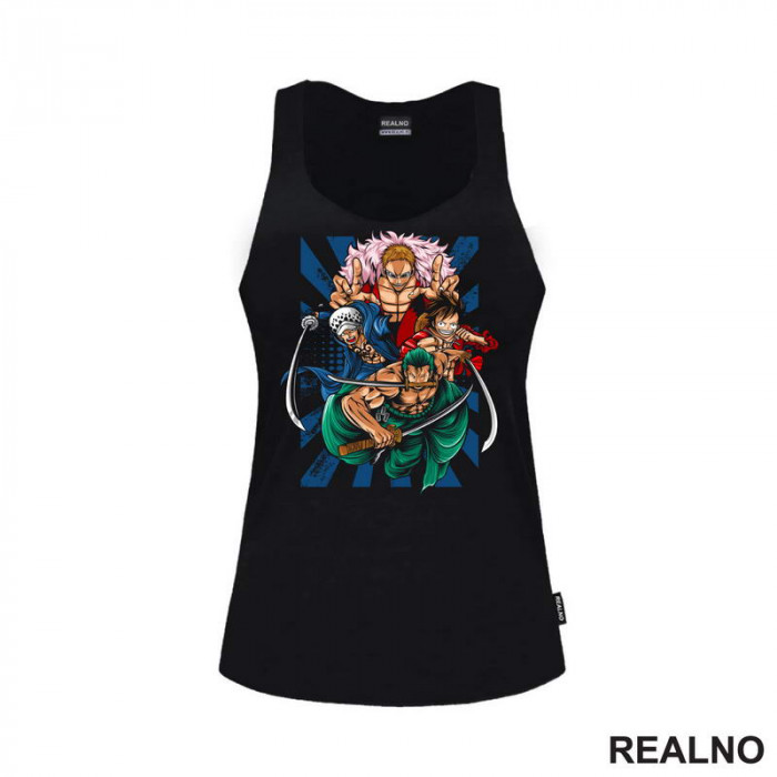 Doflamingo, Trafalgar D. Water Law, Luffy And Zoro - One Piece - Majica