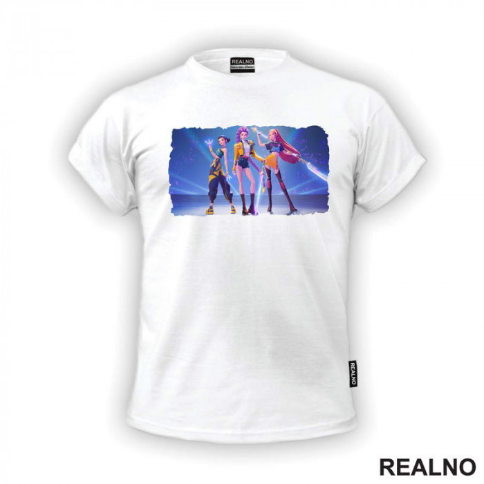 Rumi, Mira And Zoey - Blue - Huntrix - Kpop Demon Hunters - Majica Rumi, Mira And Zoey - Blue - Huntrix - Kpop Demon Hunters - Majica