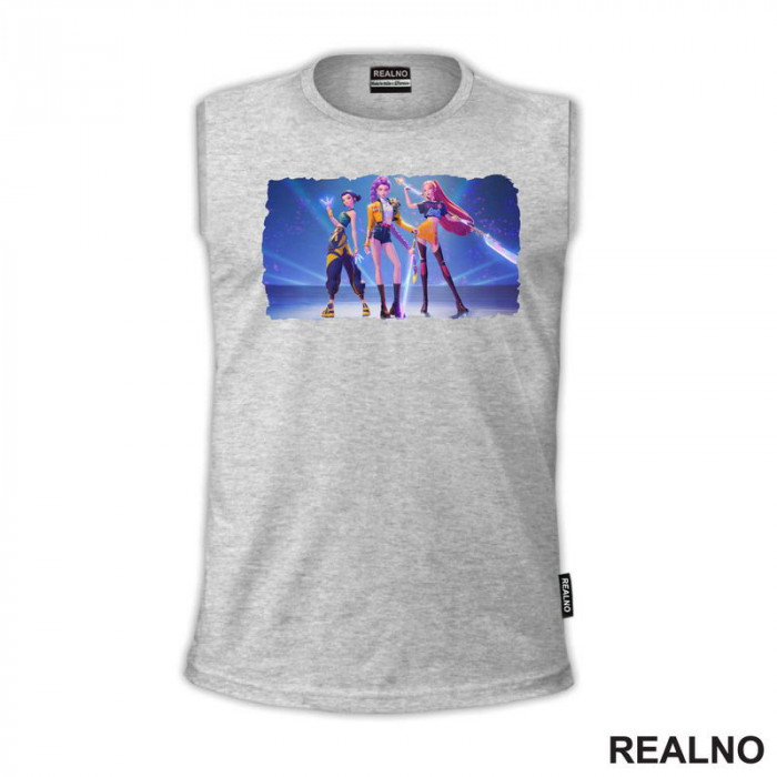 Rumi, Mira And Zoey - Blue - Huntrix - Kpop Demon Hunters - Majica Rumi, Mira And Zoey - Blue - Huntrix - Kpop Demon Hunters - Majica