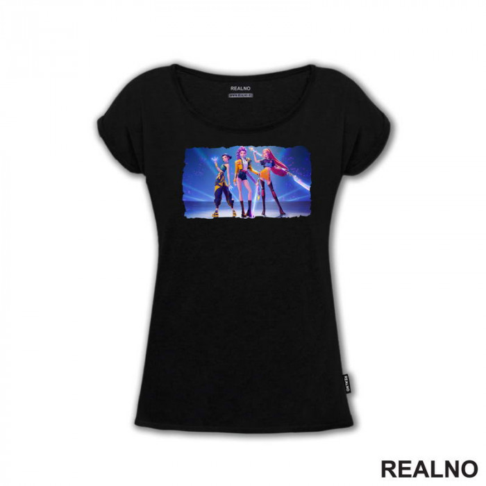Rumi, Mira And Zoey - Blue - Huntrix - Kpop Demon Hunters - Majica Rumi, Mira And Zoey - Blue - Huntrix - Kpop Demon Hunters - Majica
