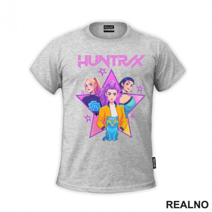 Rumi, Mira And Zoey - Purple Stars - Huntrix - Kpop Demon Hunters - Majica Rumi, Mira And Zoey - Purple Stars - Huntrix - Kpop Demon Hunters - Majica