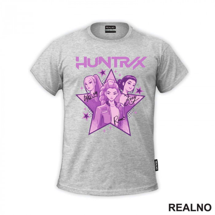 Rumi, Mira And Zoey - Purple - Huntrix - Kpop Demon Hunters - Majica Rumi, Mira And Zoey - Purple - Huntrix - Kpop Demon Hunters - Majica