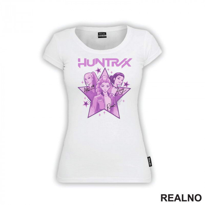 Rumi, Mira And Zoey - Purple - Huntrix - Kpop Demon Hunters - Majica Rumi, Mira And Zoey - Purple - Huntrix - Kpop Demon Hunters - Majica