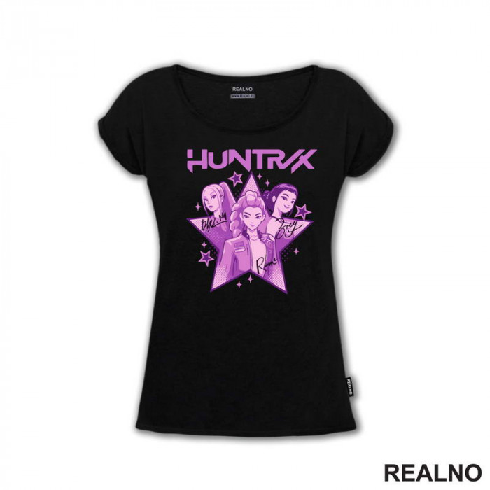 Rumi, Mira And Zoey - Purple - Huntrix - Kpop Demon Hunters - Majica Rumi, Mira And Zoey - Purple - Huntrix - Kpop Demon Hunters - Majica