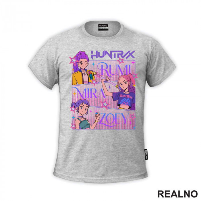 Rumi, Mira And Zoey - Faces - Huntrix - Kpop Demon Hunters - Majica Rumi, Mira And Zoey - Faces - Huntrix - Kpop Demon Hunters - Majica