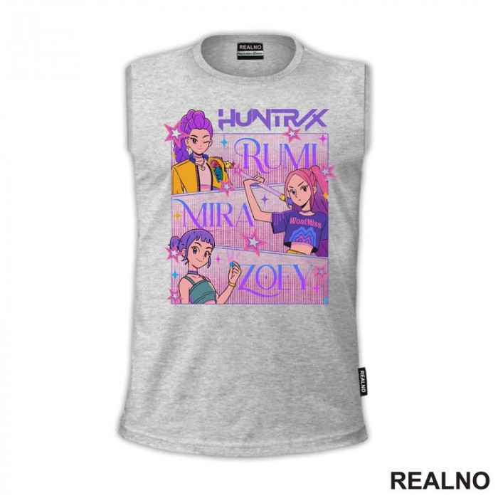 Rumi, Mira And Zoey - Faces - Huntrix - Kpop Demon Hunters - Majica Rumi, Mira And Zoey - Faces - Huntrix - Kpop Demon Hunters - Majica