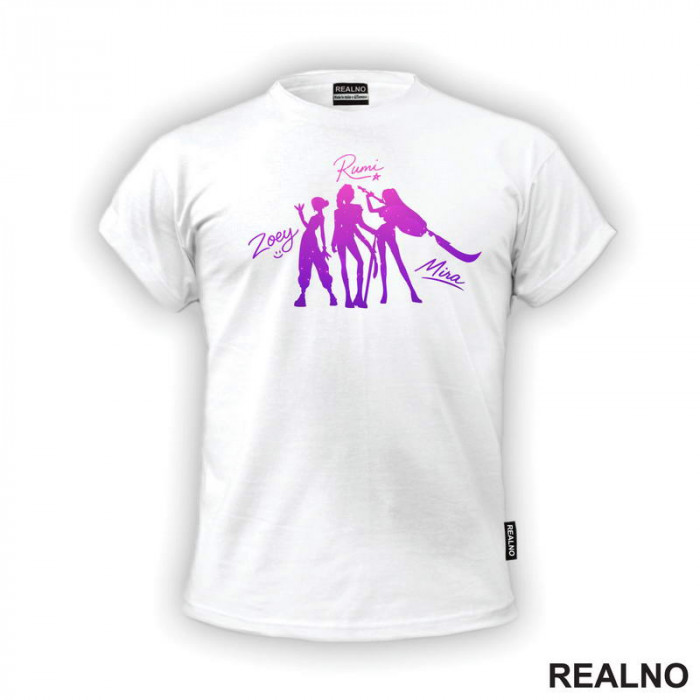 Rumi, Mira And Zoey - Purple Dots - Huntrix - Kpop Demon Hunters - Majica Rumi, Mira And Zoey - Purple Dots - Huntrix - Kpop Demon Hunters - Majica