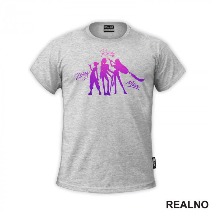 Rumi, Mira And Zoey - Purple Dots - Huntrix - Kpop Demon Hunters - Majica Rumi, Mira And Zoey - Purple Dots - Huntrix - Kpop Demon Hunters - Majica