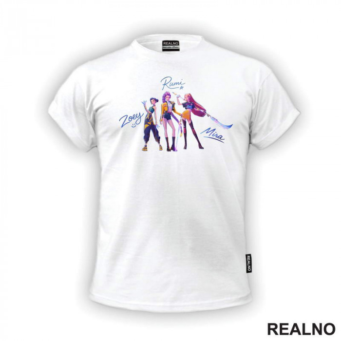 Rumi, Mira And Zoey - Signature - Huntrix - Kpop Demon Hunters - Majica Rumi, Mira And Zoey - Signature - Huntrix - Kpop Demon Hunters - Majica