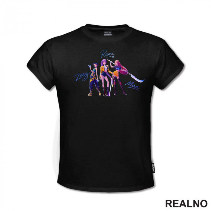Rumi, Mira And Zoey - Signature - Huntrix - Kpop Demon Hunters - Majica Rumi, Mira And Zoey - Signature - Huntrix - Kpop Demon Hunters - Majica