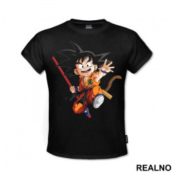 Goku With A Red Rod - Dragon Ball - Majica